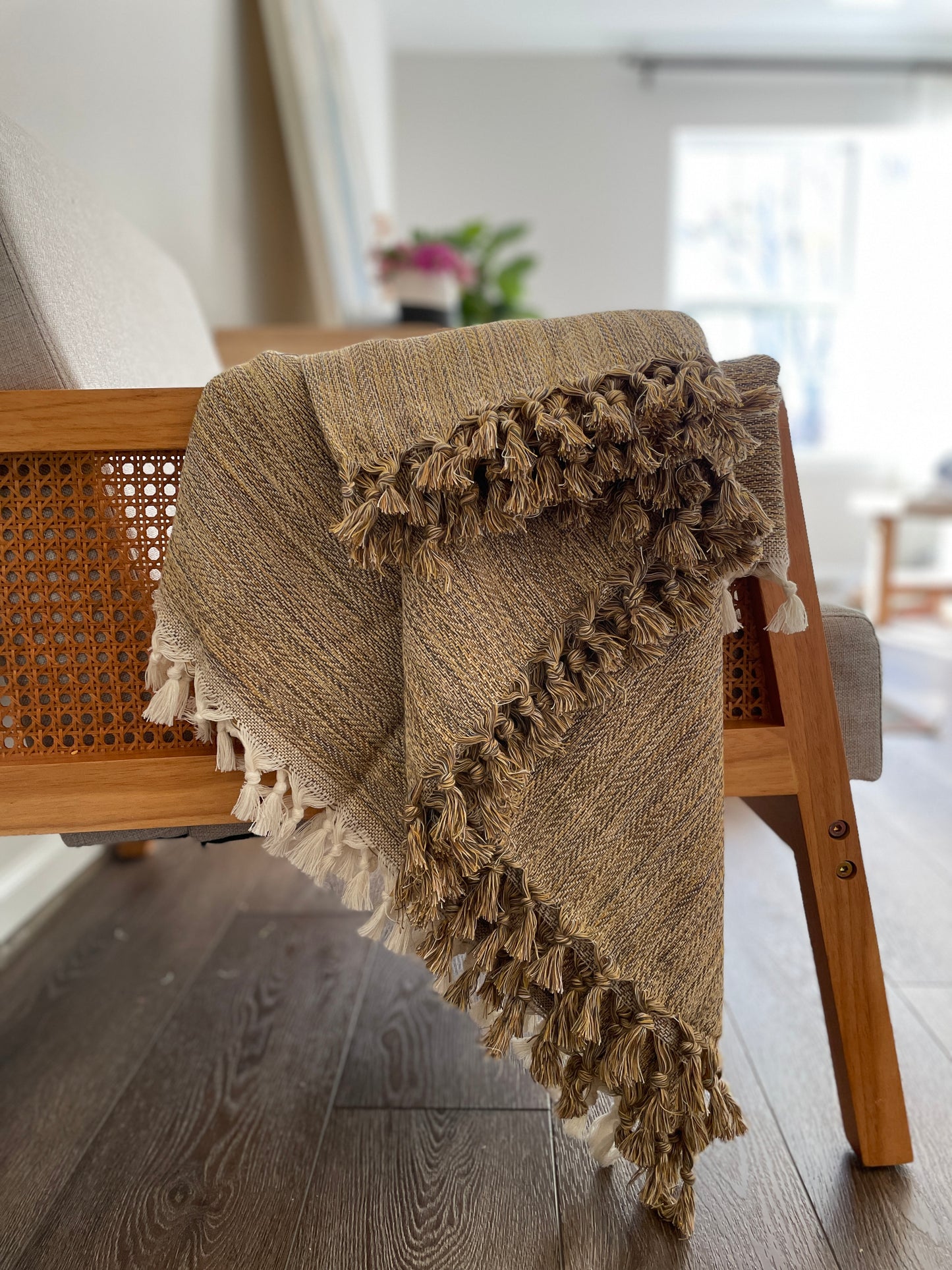 Paris 100% Cotton Blanket Throw in Rich Mustard