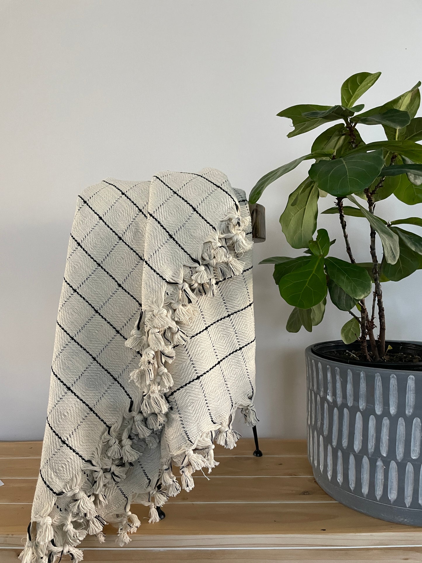 Scothish Windowpane 100% Cotton Blanket -2 Sizes -3 colors
