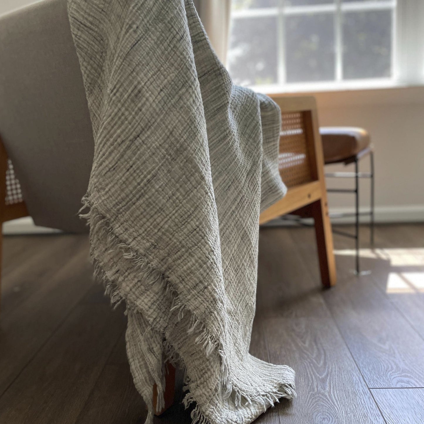 MUSLIN THROW BLANKET | Beautiful 4 Layer Gauze Throw | Cool Throw Blanket | Layered Master Bedroom Decor | Elegant Cotton Throw