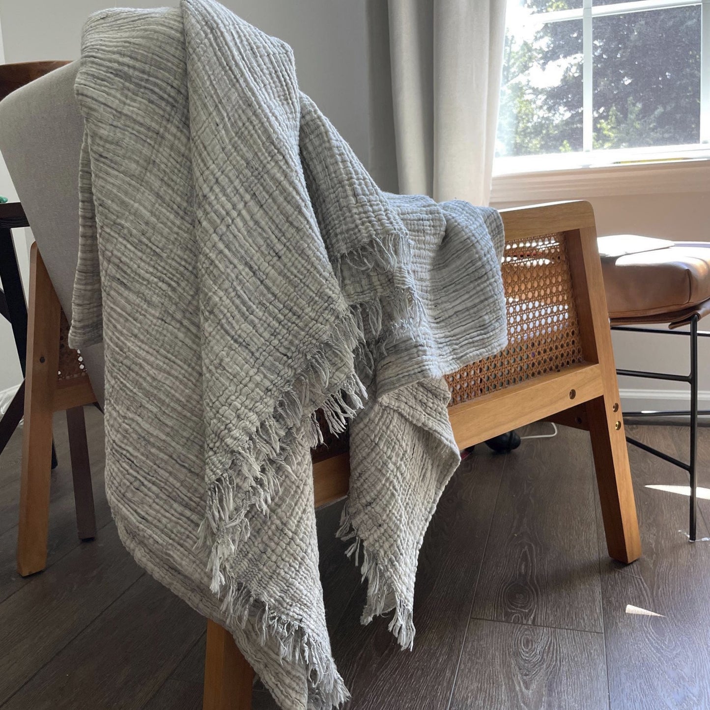 MUSLIN THROW BLANKET | Beautiful 4 Layer Gauze Throw | Cool Throw Blanket | Layered Master Bedroom Decor | Elegant Cotton Throw