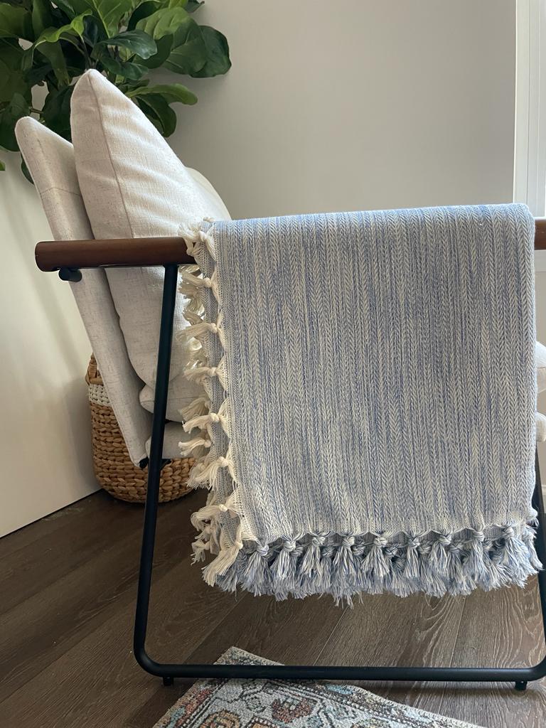 Joyful Tassel- Melange  100% Cotton Throw Blanket 4 colors